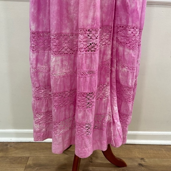 Love Shack Fancy Edie Lace Short Sleeve Midi Shirt Dress size M Pink - Picture 2 of 5